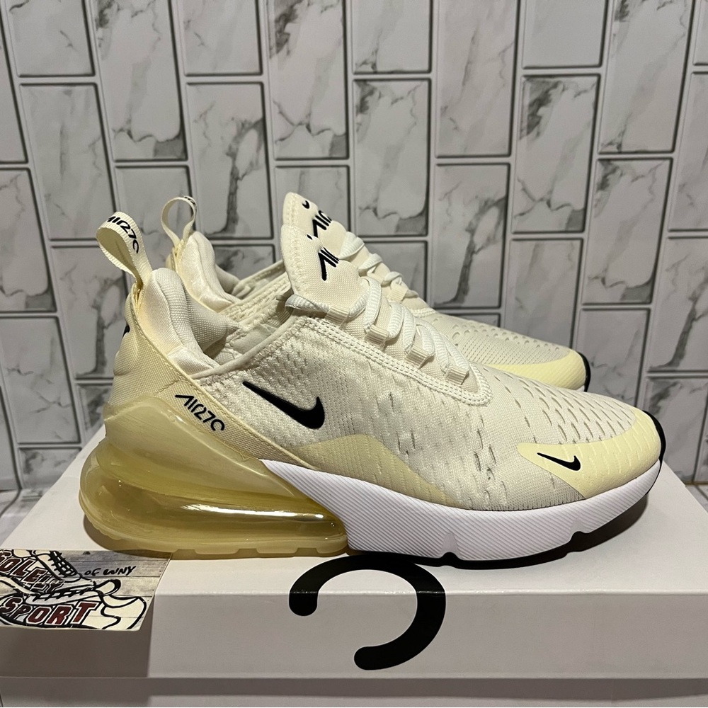 Nike Air Max 270 Cream and Yellow Athletic Shoes